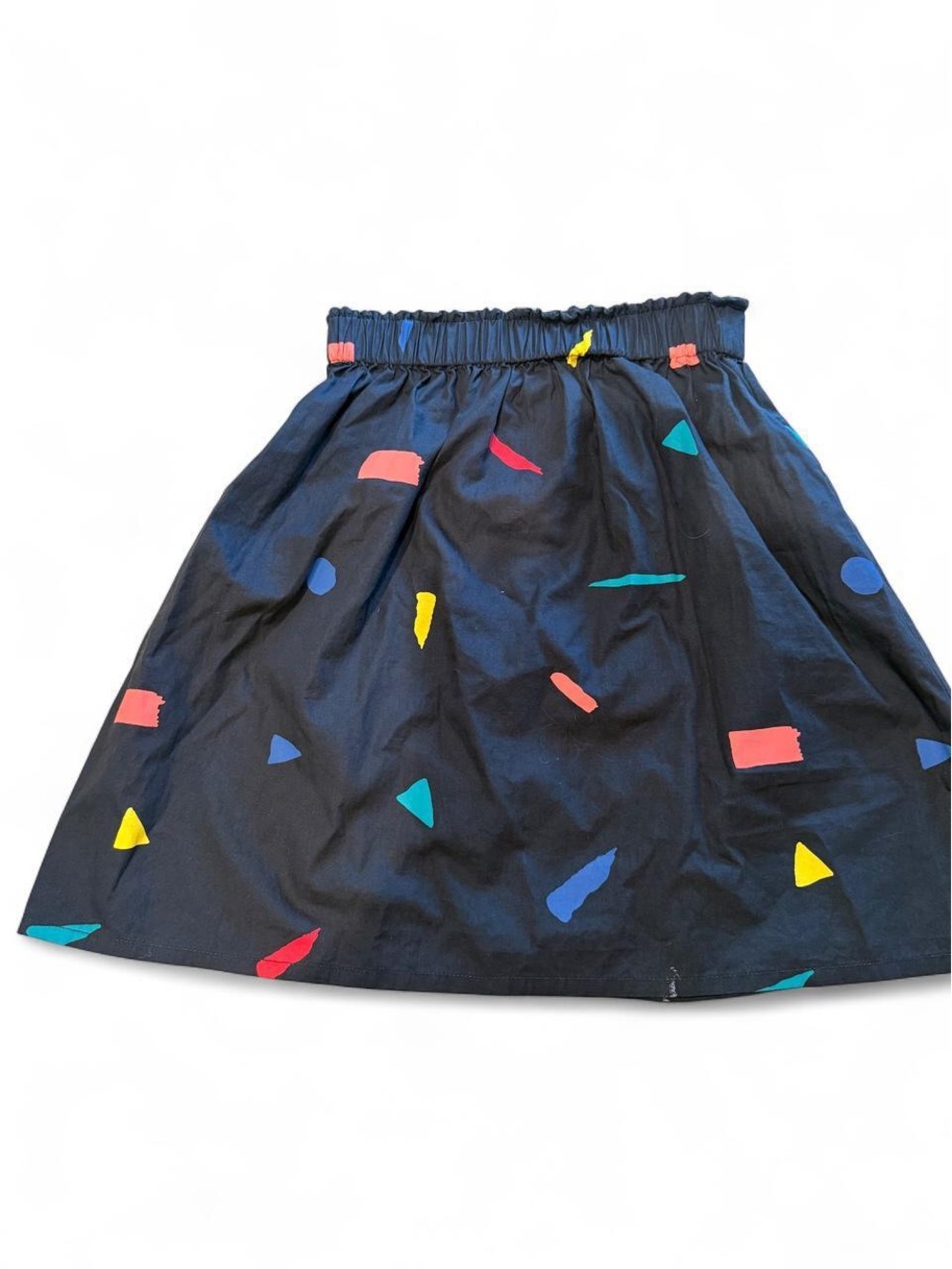 Black Confetti Print Elastic Waist Skirt